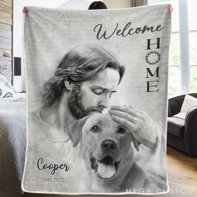 Personalized Pet Lover Custom Photo Welcome Home Throw Blanket