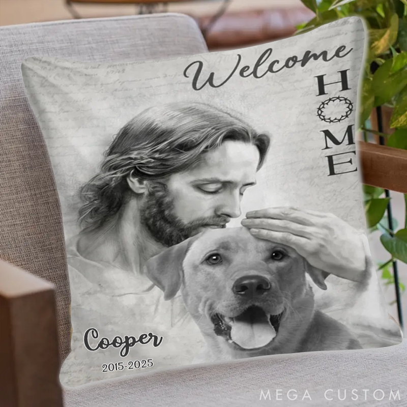 Personalized Pet Lover Custom Photo Welcome Home Throw Pillows