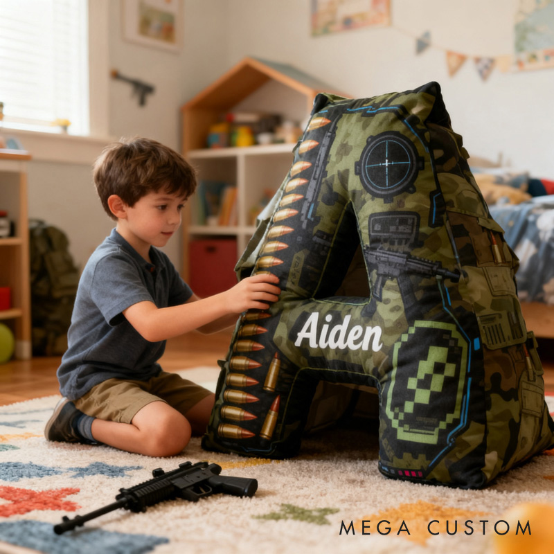 Personalized Bullet Game Letter Pillow for Game Lovers Plush Pillow Christmas Birthday Gift for Kids