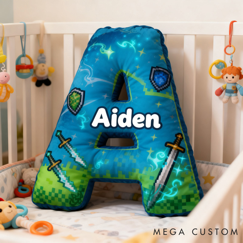 Personalized Game Letter Pillow for Game Lovers Plush Pillow Christmas Birthday Praty Gift for Kids