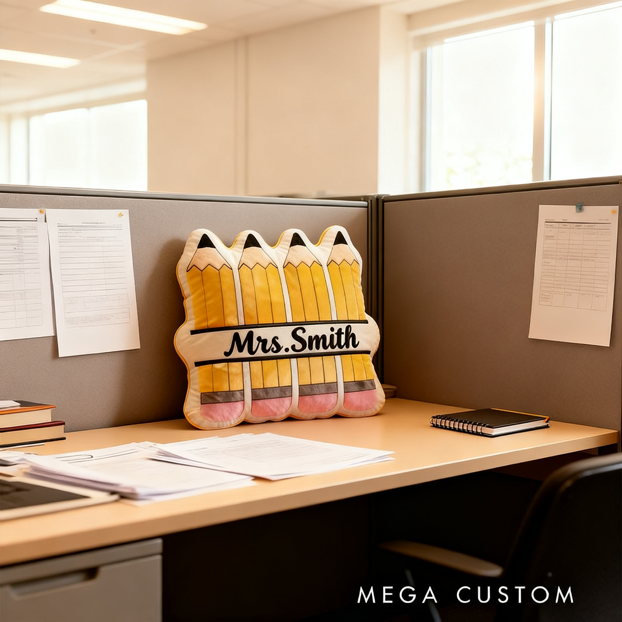 Personalized Pencil Shaped Teacher Pillow Custom Name Cushion Gift for Educators and Teachers