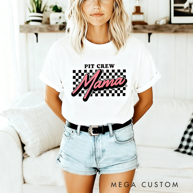 Personalized Racing Gifts Custom Pit Crew Shirts with Name Matching Mommy Daddy T-Shirts for Couple or Family