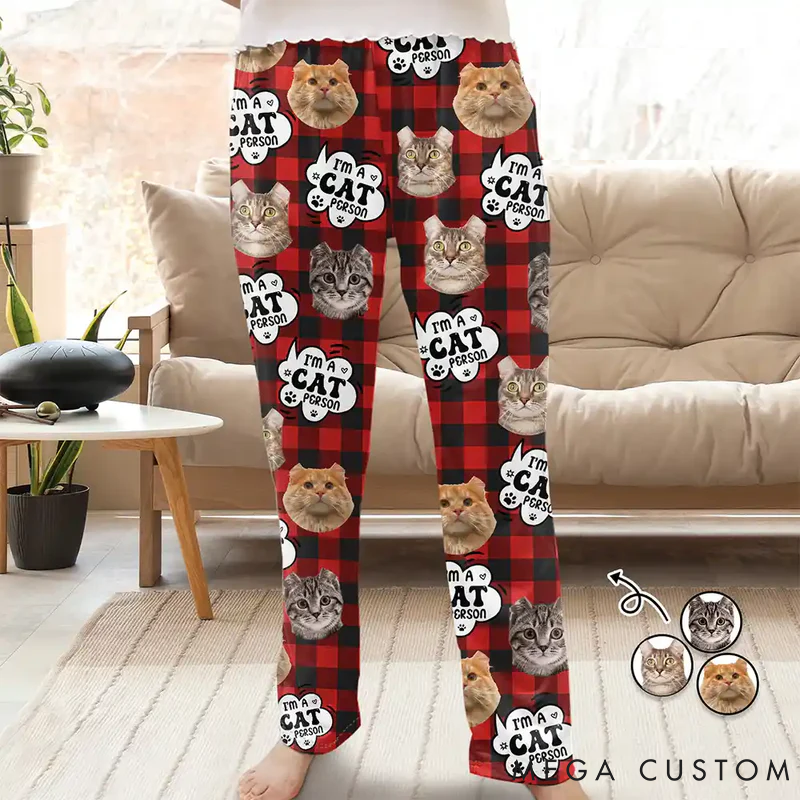 Personalized Cat Lover Custom Photo I'm a Cat Person Pajamas