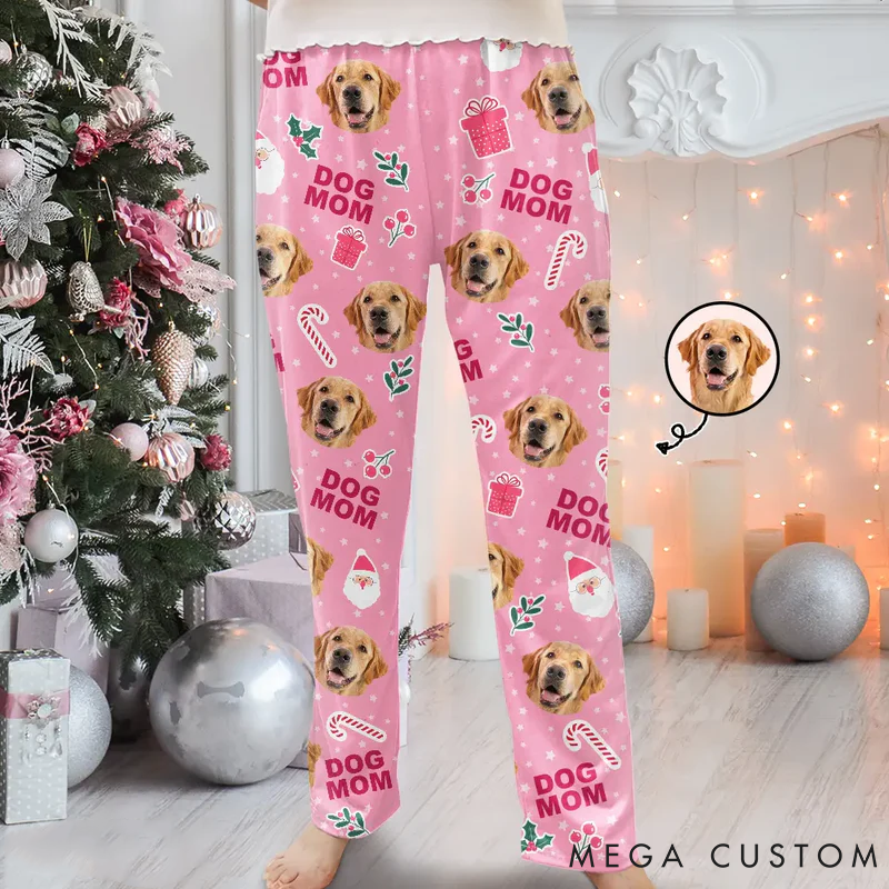 Personalized Dog Lover Custom Photo Dog Mom Cute Pinky Girly Gift Pajamas