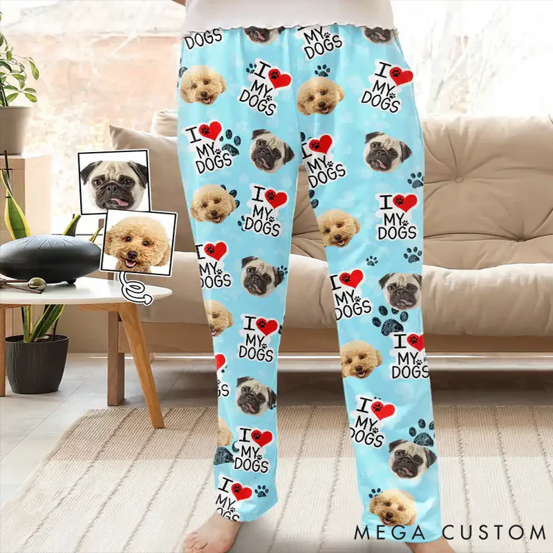 Personalized Dog Lover Custom Photo I Love My Dogs Pajamas