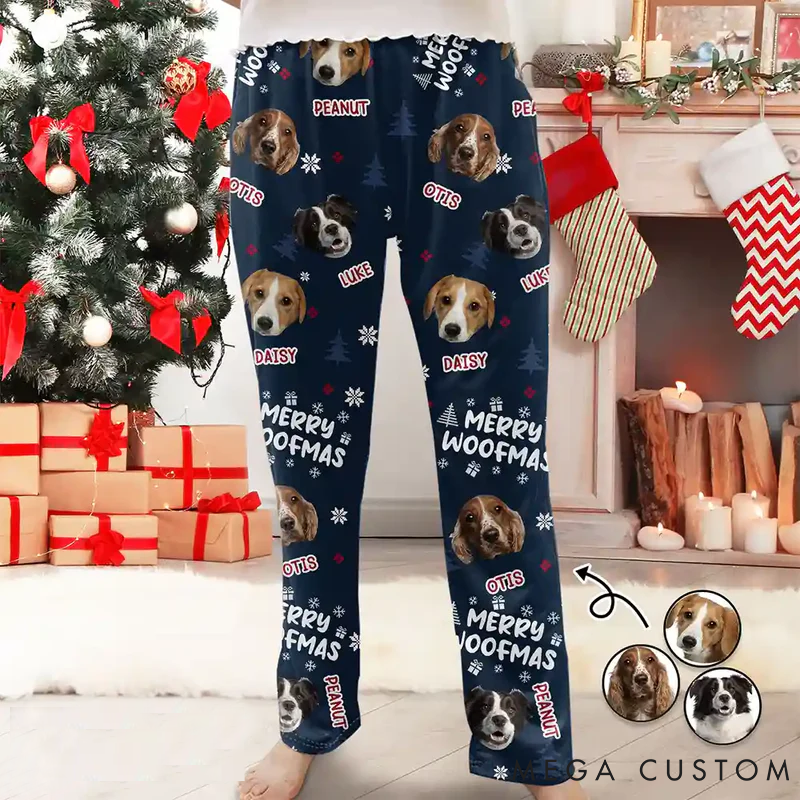Personalized Dog Lover Custom Photo Funny Dogs Merry Woofmas Feliz Navidog Pajamas