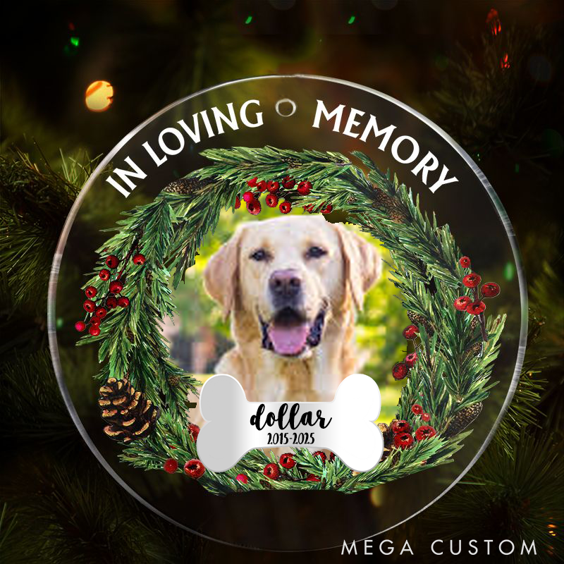 Personalized Pet Lover Custom Photo in Loving Memory Christmas Ornament