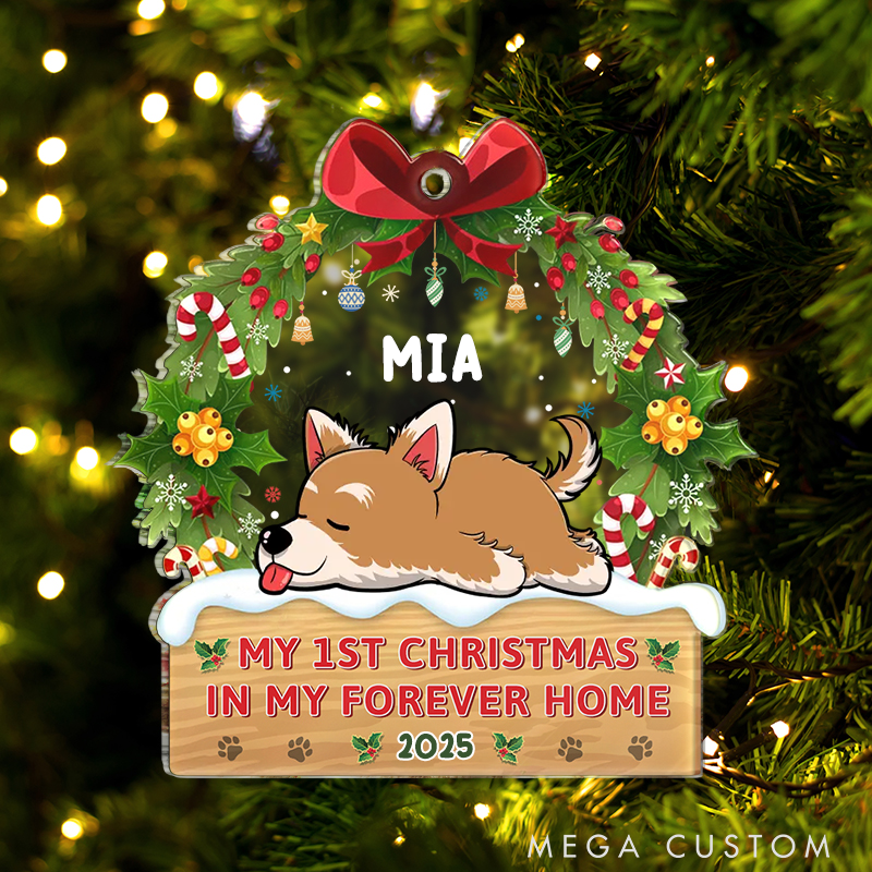 Personalized Dog Lover My 1st Christmas in My Forever Home Christmas Ornament