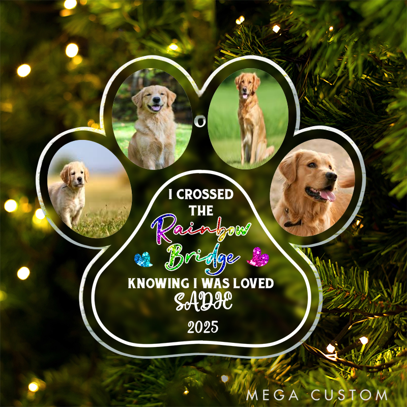 Personalized Pet Lover Crossed the Rainbow Bridge Pet Memorial Ornament