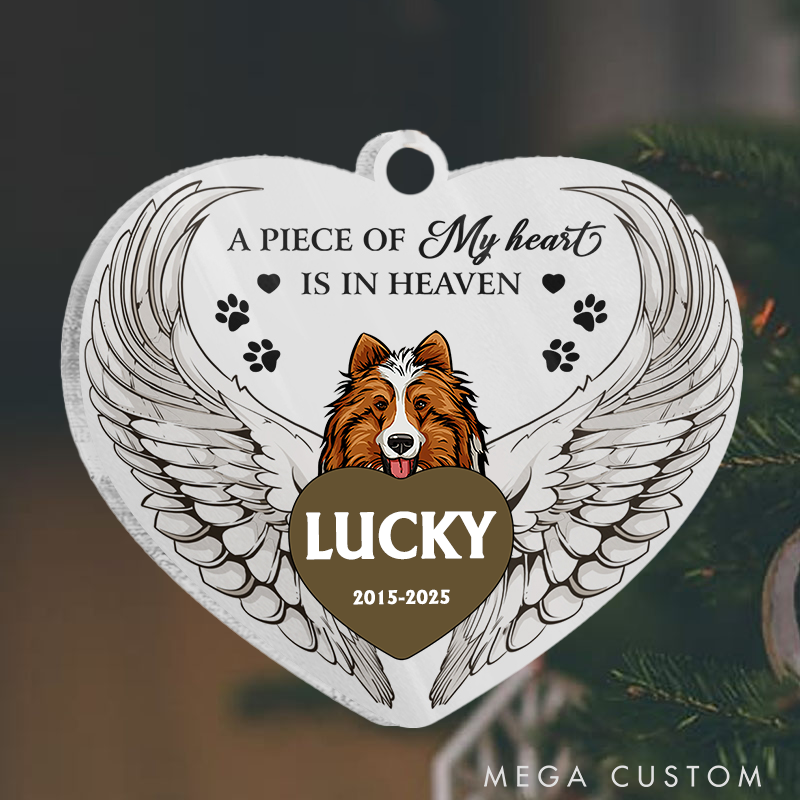 Personalized Dog Lover a Piece of My Heart is on Heaven Ornament