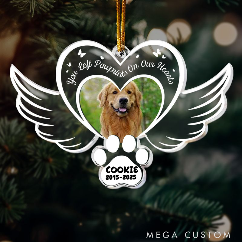 Personalized Pet Lover You Left Pawprints on My Heart Ornament