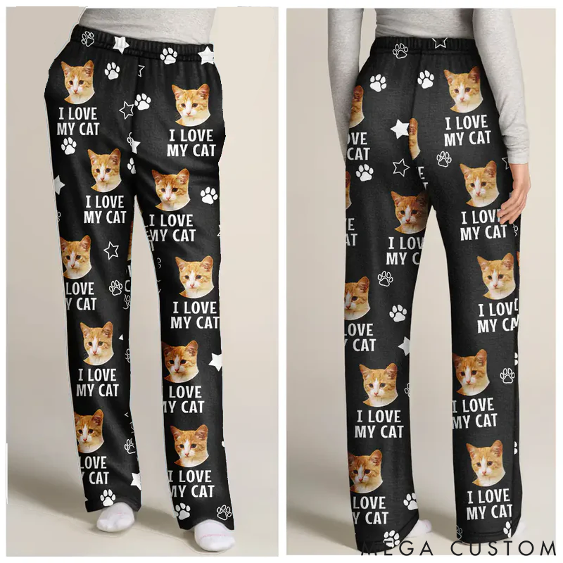 Personalized Dog Lover Custom Photo I Love My Dog Pajamas