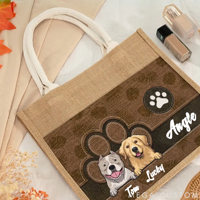 Personalized Dog Lover This Human Belongs to Us  Azabu Tote Bag