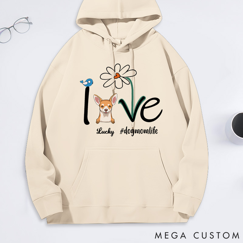 Personalized Dog Lover Flower and Love Classic Hoodies