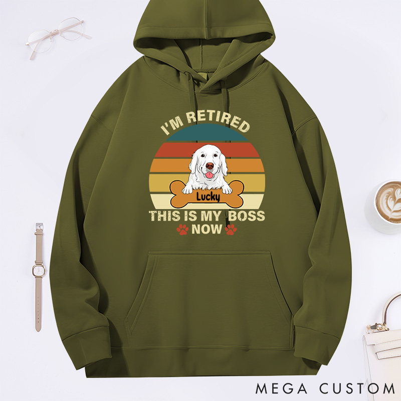 Personalized Dog Lover Retro I'm Retired this is My Boss Classic Hoodies