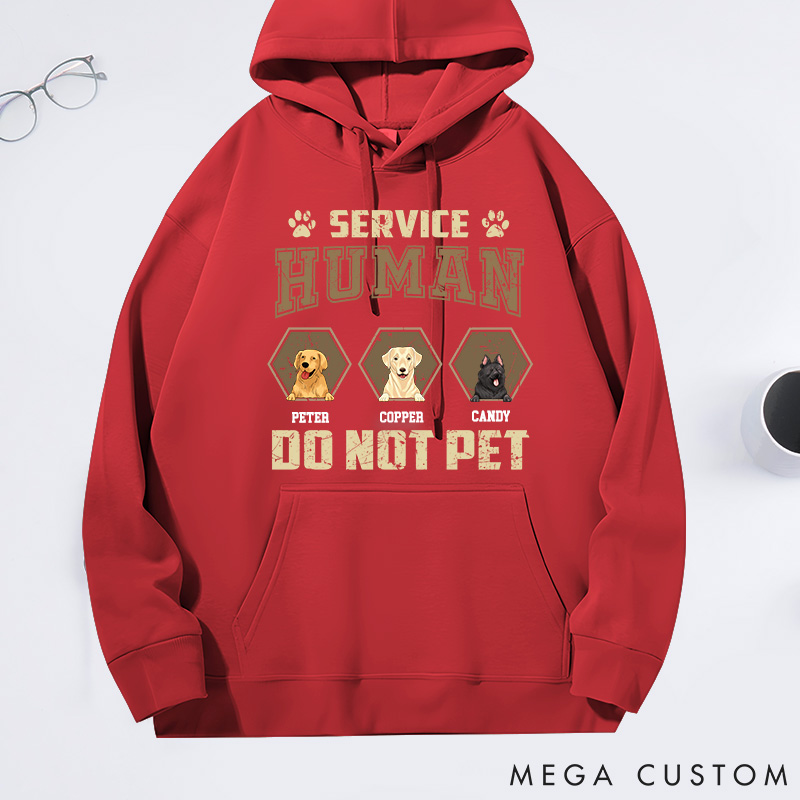 Personalized Dog Lover Retro Hexagon Service Human do Not Pet Classic Hoodies