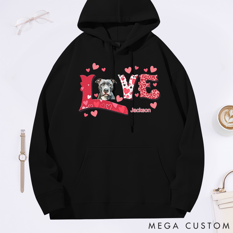 Personalized Dog Lover Love Heart Classic Hoodies