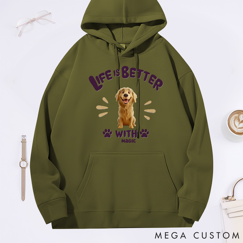 Personalized Dog Lover Life is Better Classic Hoodies