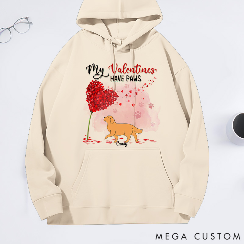 Personalized Dog Lover My Valentine has Paws Classic Hoodies