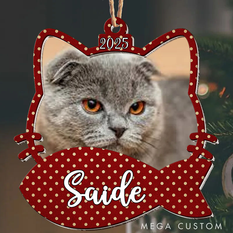 Personalized Cat Lover Custom Cat with Christmas Snow Christmas Ornament