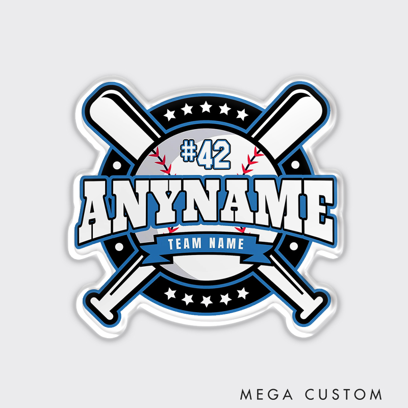 Personalized All Star Baseball Fridge Magnet with Custom Name and Team