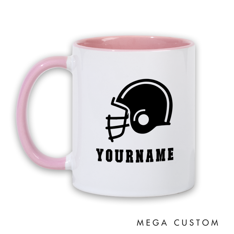 Personalized American Football Helmet Mug with Custom Player Name