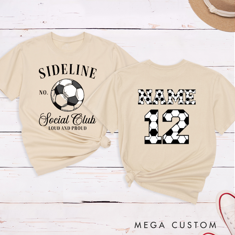 Personalized Sideline Soccer T-Shirt with Custom Name and Number Design