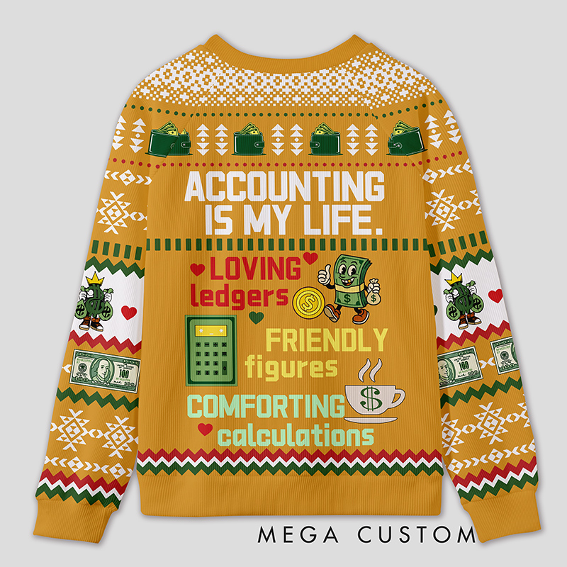 Personalized Accounting Humor Funny Ugly Sweater Office Holiday Party Gift for Finance Pros
