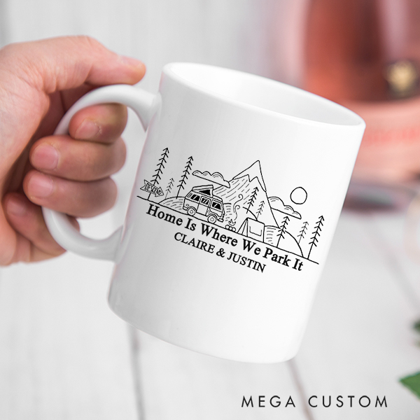 Personalized Home Is Where We Park It Mug Custom 11oz Coffee Mug 15oz Coffee Cup Housewarming Gift First Home Gift for Couple Christmas Gift