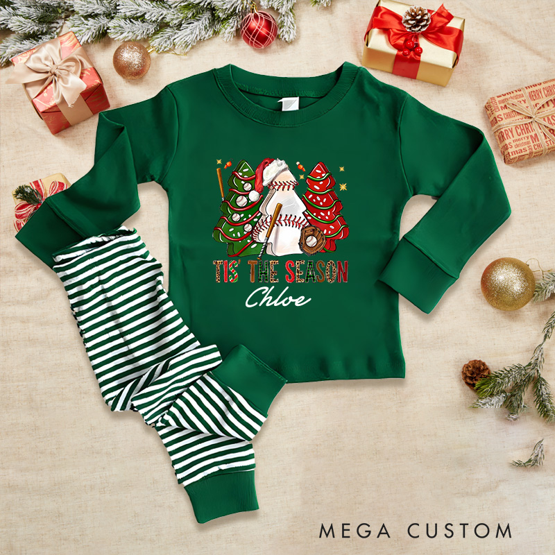 Personalized "Tis the Season" Christmas Pajamas with Custom Name 