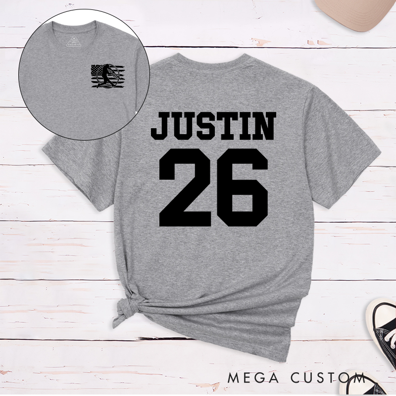 Personalized Team Spirit T-shirt with Clean and Bold Name and Number Design