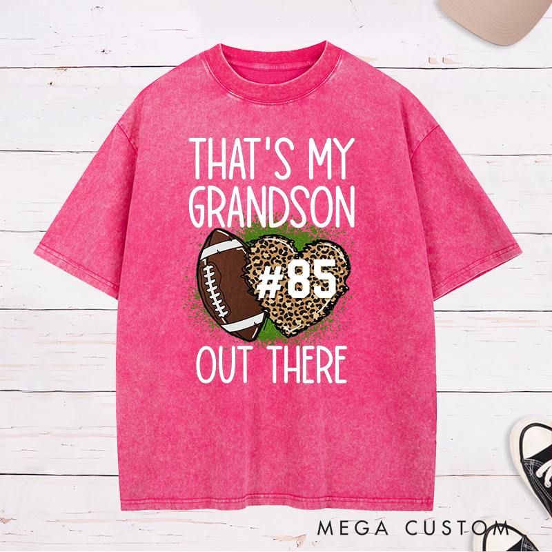 Personalized Leopard Print American Football and Rugby Washed T-Shirts for Grandma T-Shirts with Custom Number