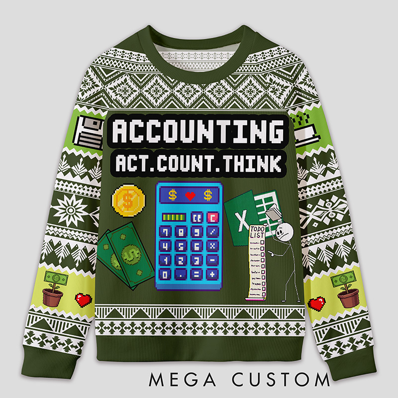 Personalized Math Competition Humor Ugly Sweater Office Holiday Party Gift for Accountants