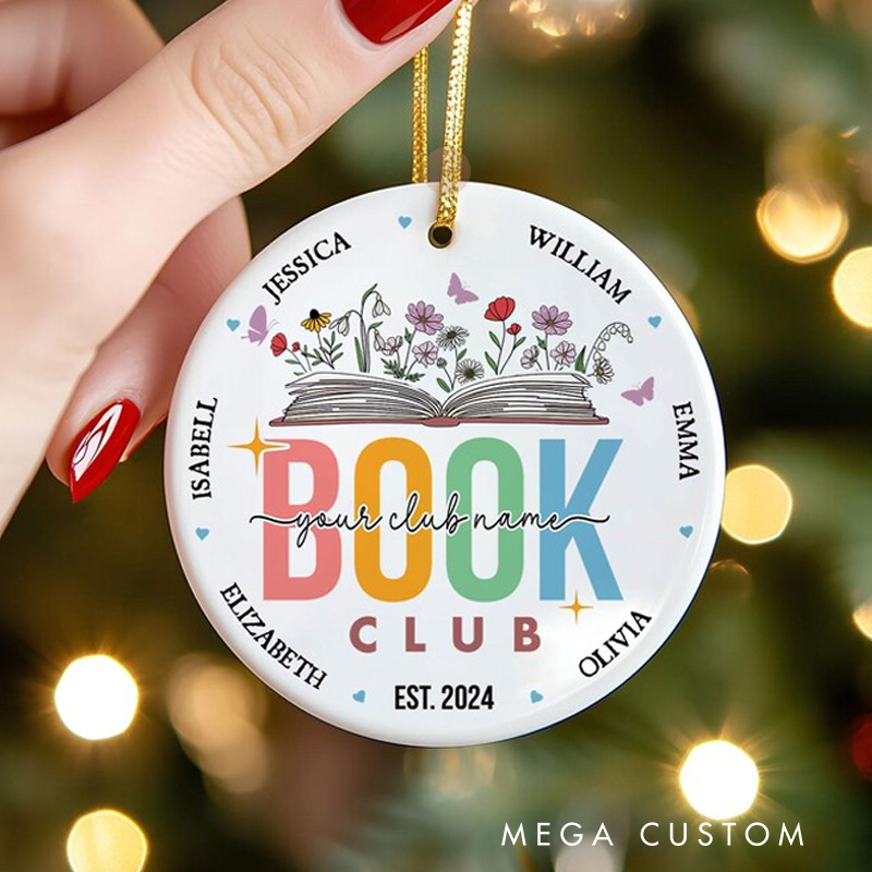 Personalized Book Club Christmas Ornament Custom Bookish Ornament Holiday Decor for Book Lovers Gift Reading lover Gift Librarian Gift