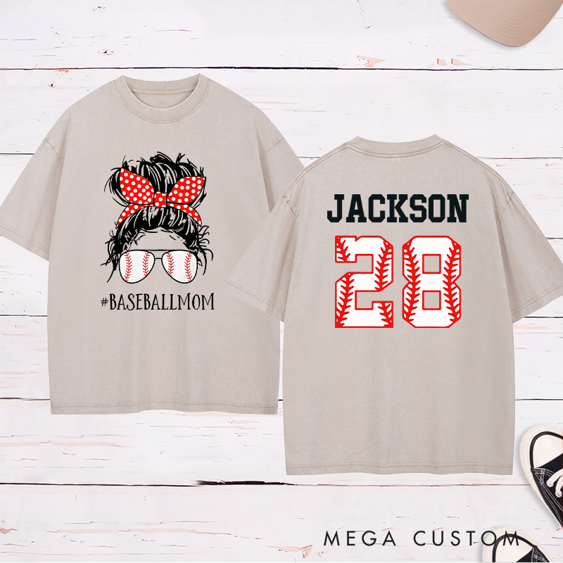Personalized "BaseballLife" Trendy Washed T-Shirt with Custom Name
