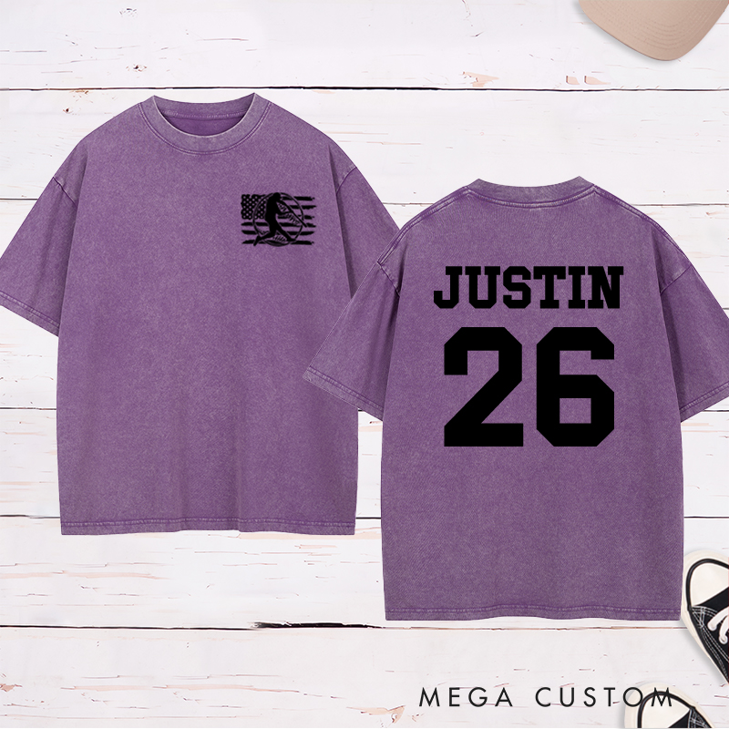 Personalized Team Spirit Washed T-shirt with Clean and Bold Name and Number Design