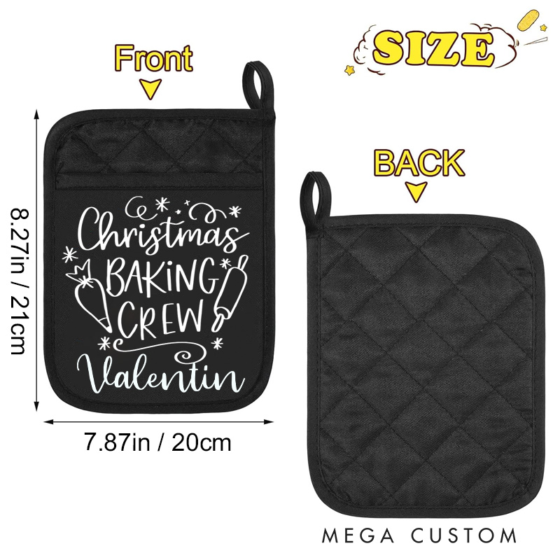 Personalized Christmas Baking Crew Pot Holders Custom Potholder with Name Baking Lovers Gift for Baker Gift Christmas Gift