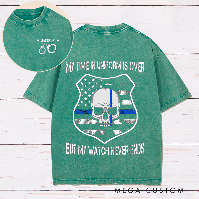 Personalized Retired Police Washed T-Shirt Heartfelt Gift for Retired Police Office