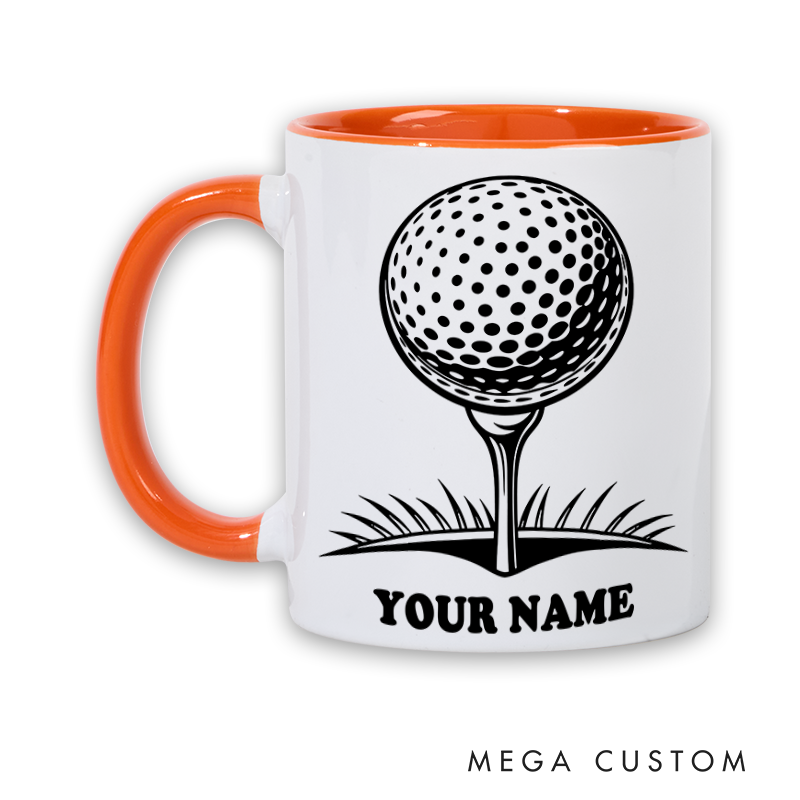 Personalized Golf Mug with Custom Name Golf Ball on Tee Design Perfect Gift for Golf Enthusiasts