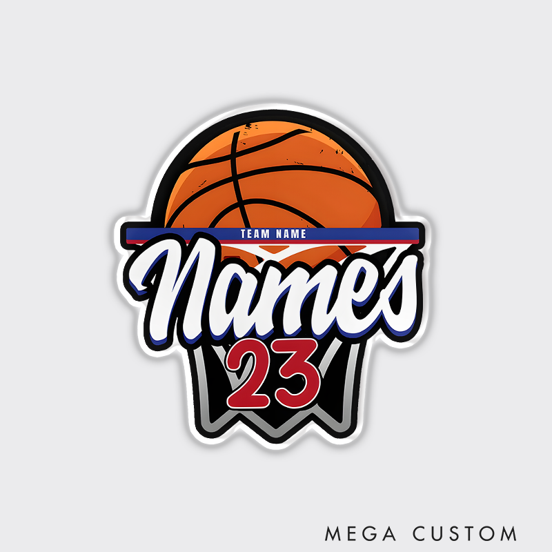 Personalized Basketball Refrigerator Magnet with Custom Name, Team Name, and Number Hoop-Themed Design