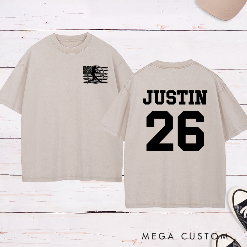 Personalized Team Spirit Washed T-shirt with Clean and Bold Name and Number Design