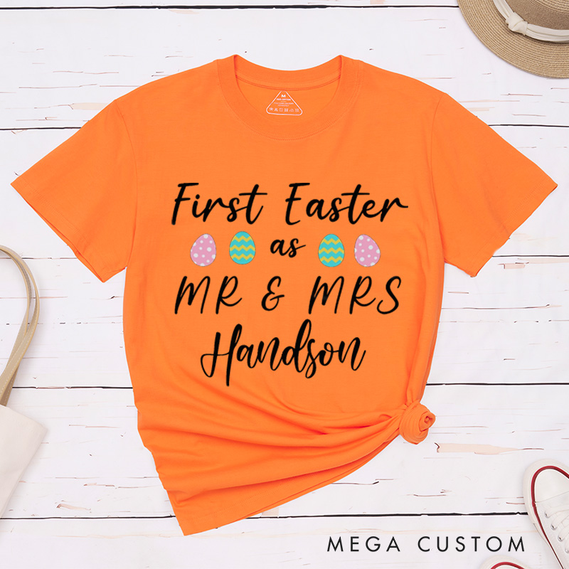 Personalized First Easter As Mr And Mrs Matching Couple T-Shirt