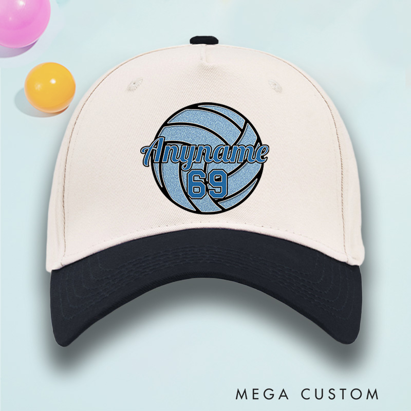 Personalized Volleyball Cotton Two Tone Cap with Custom Name and Number Design for Players and Fans