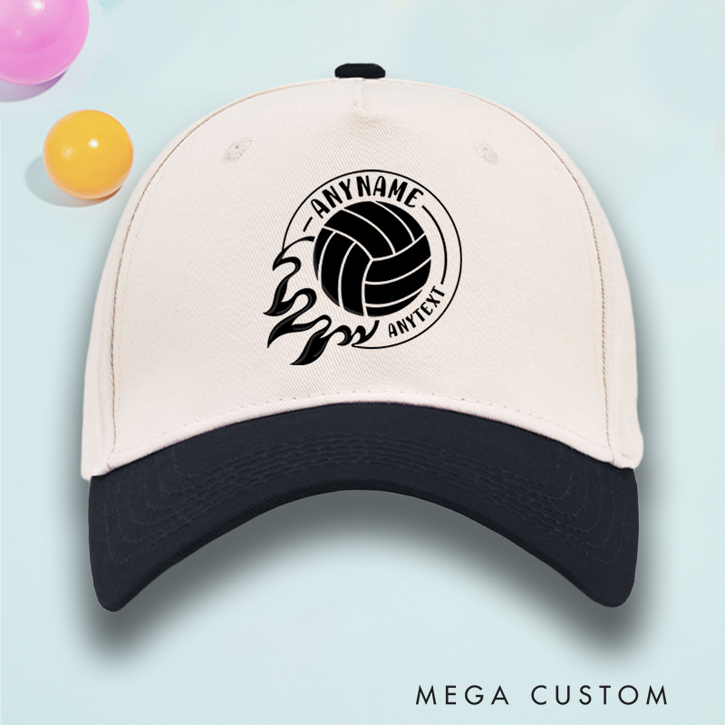Personalized Volleyball Cotton Two Tone Cap with Name and Text with Dynamic Ball Design