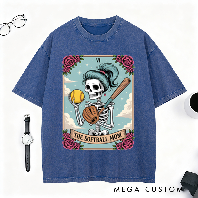 Personalized Softball Skeleton T-Shirt with Vibrant Floral Accents