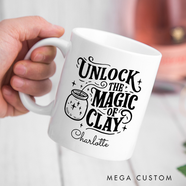 Personalized Unlock the Magic of Clay Mug for Pottery Lovers Gift for Clay Lovers Funny Clay Artist Mug Pottery Gift