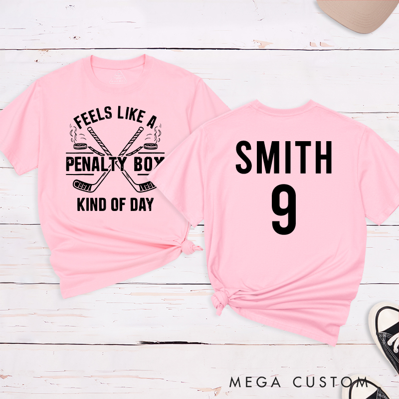 Personalized "Penalty Box Kind of Day" Hockey T-Shirt with Custom Name and Number