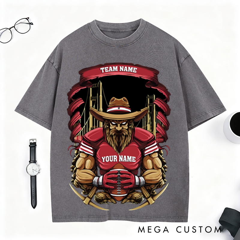 Personalized Cowboy Football T-Shirt Custom Team and Name for a Bold Western Style