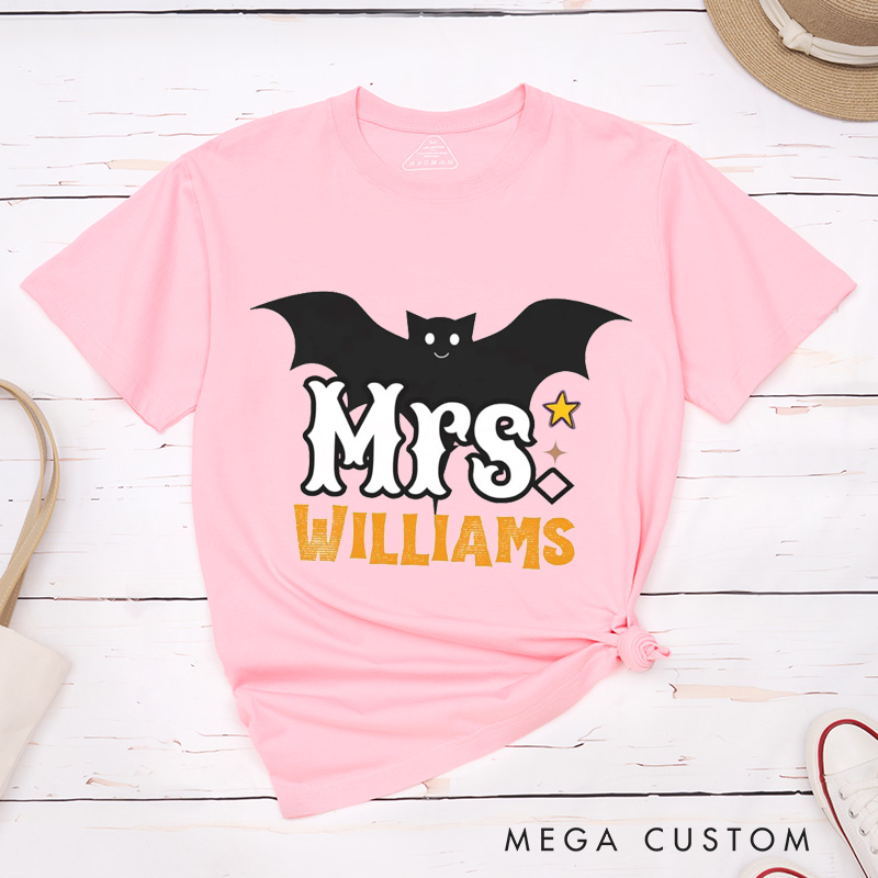Personalized Bat Couple Halloween Matching T-Shirt Mr and Mrs Bat Halloween Shirt