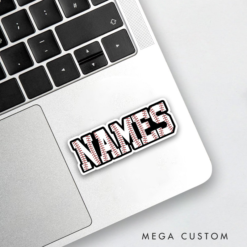 Personalized Athletic Sticker with Baseball-Themed Text Design and Custom Name  